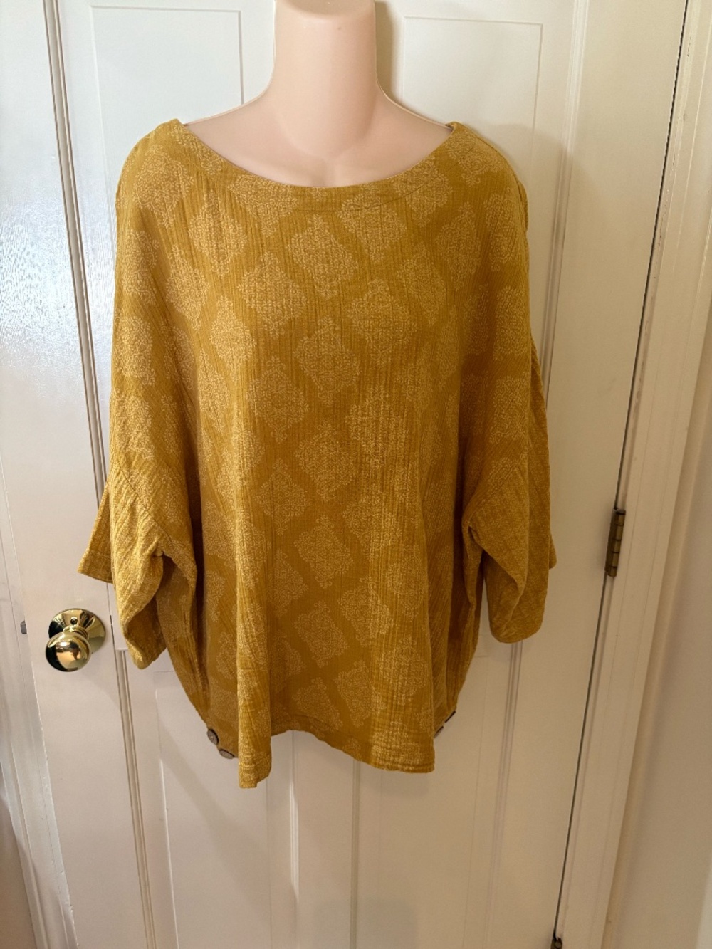 JJill Pure Jill Boho Mustard Yellow Box Blouse XL